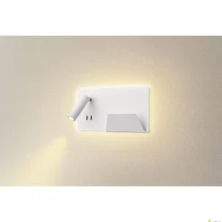 SOMNILA SPOT, lampa ścienna natynkowa LED indoor, 3000K, kolor biały, wersja prawa, ze złączem USB (1003458) - SLV