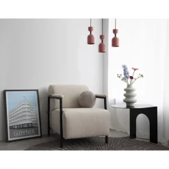 SUPURU beżowa sufitowa lampa wisząca z czarną rurką (SUA1210P0) - Ummo