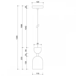 SUPURU granatowa sufitowa lampa wisząca z czarną rurką (SUA1213P0) - Ummo