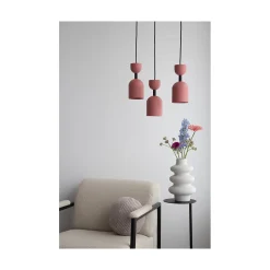 SUPURU różowa sufitowa lampa wisząca z czarną rurką (SUA128P0) - Ummo