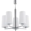 żyrandol 5 pł. CAMELOT chromowany stelaż, białe klosze klosze ARGON 2053 - żyrandol