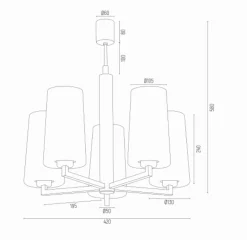 żyrandol 5 pł. CAMELOT chromowany stelaż, białe klosze klosze ARGON 2053 - żyrandol