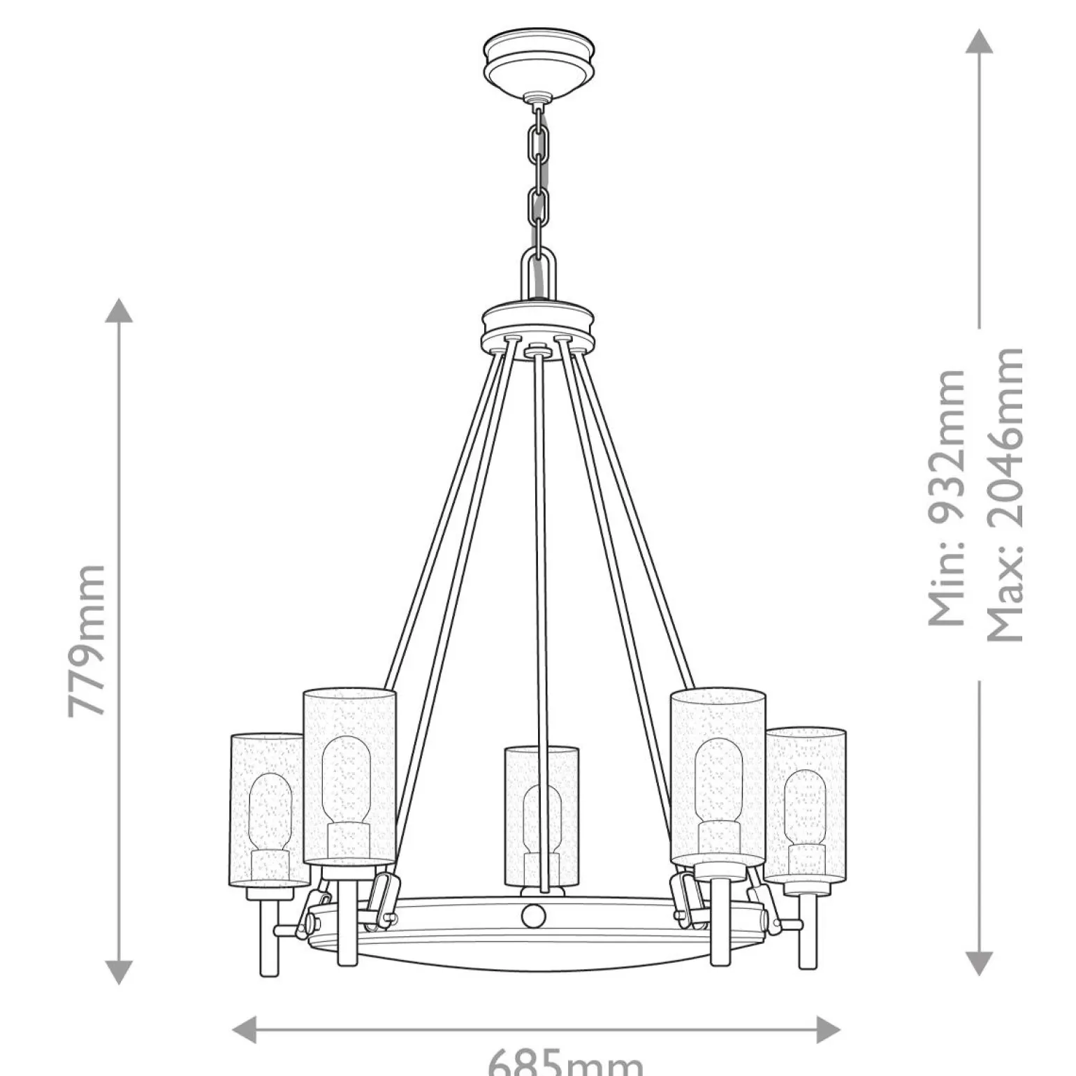 Żyrandol Collier - 5 źródeł światła - Zgaszona czerń (HK-COLLIER5-BX) - Elstead Lighting