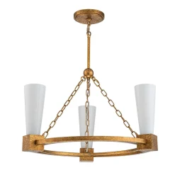 Żyrandol Kristy - 3 źródła światła - Przecierane złoto (KRISTY3-DG-OPAL) - Elstead Lighting