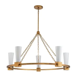 Żyrandol Kristy - 5 źródeł światła - Przecierane złoto (KRISTY5-DG-OPAL) - Elstead Lighting