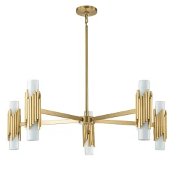 Żyrandol Marvele - 10 źródeł światła - Postarzany mosiądz (MARVELE10-AB-OPAL) - Elstead Lighting