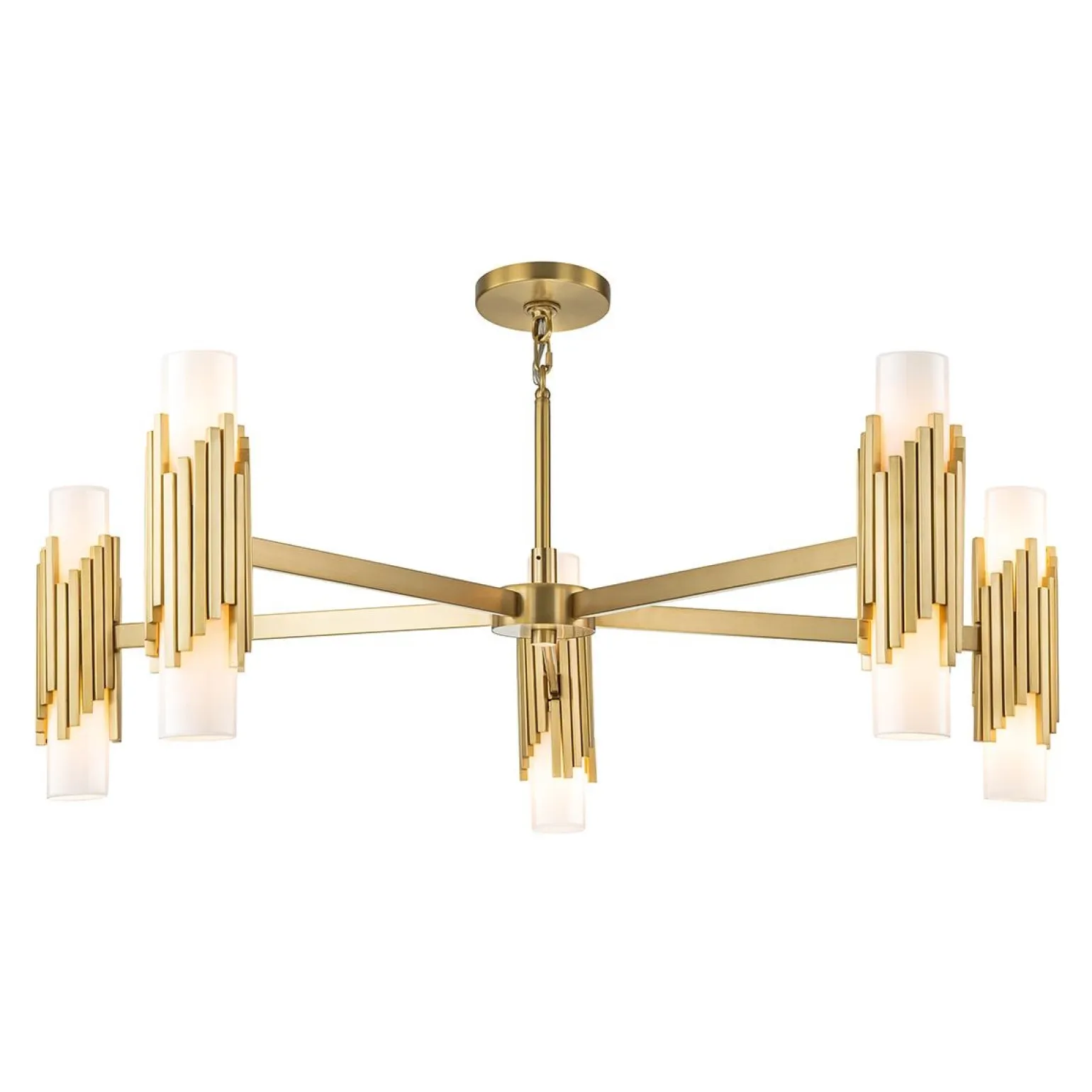 Żyrandol Marvele - 10 źródeł światła - Postarzany mosiądz (MARVELE10-AB-OPAL) - Elstead Lighting