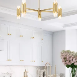 Żyrandol Marvele - 10 źródeł światła - Postarzany mosiądz (MARVELE10-AB-OPAL) - Elstead Lighting