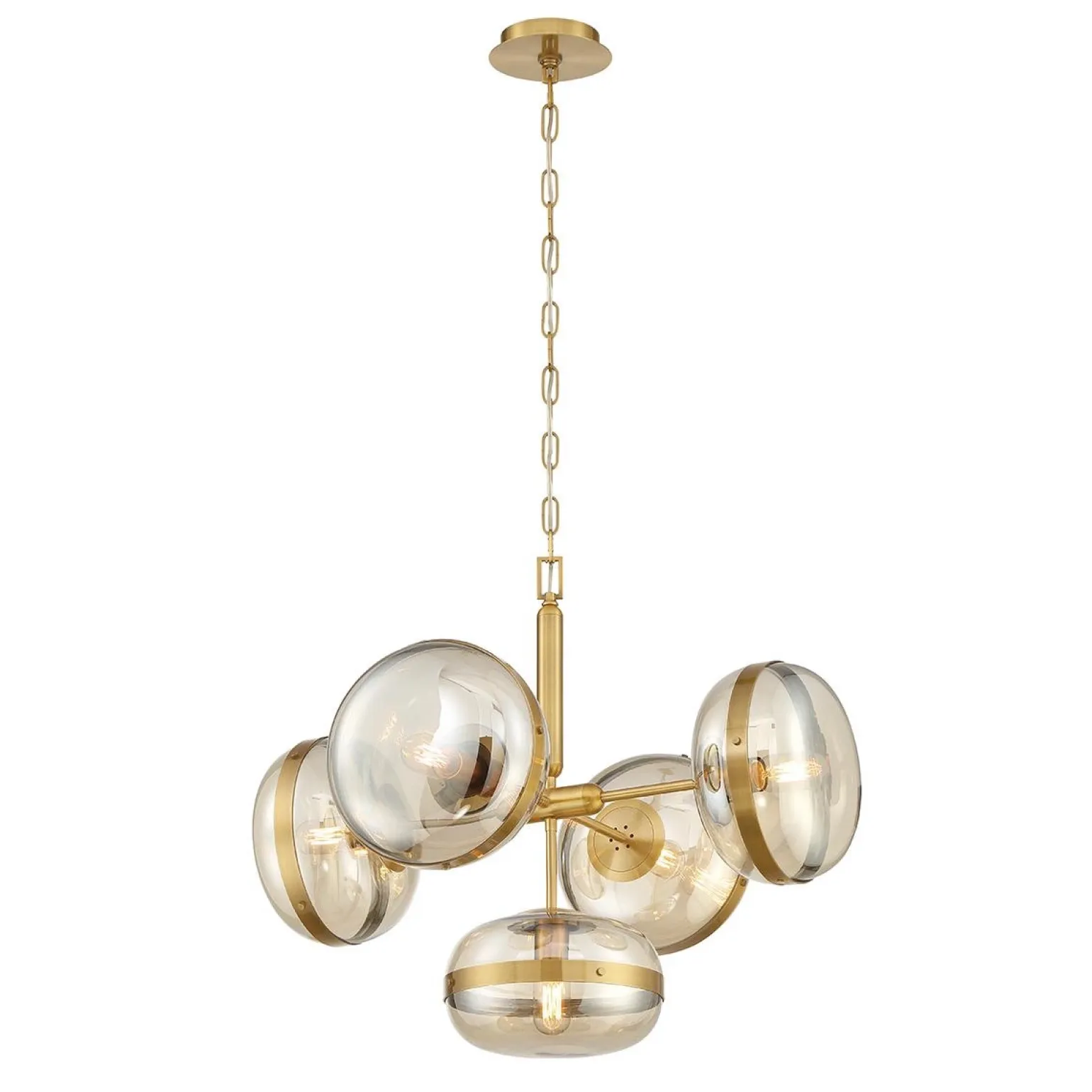 Żyrandol Nottingham - 5 źródeł światła - Antyczny mosiądz (QN-NOTTINGHAM-5P-AB) - Quintiesse