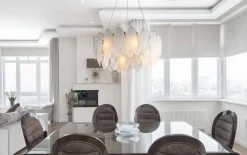 Żyrandol ozdobny PIUMA mosiądz biały 80 cm (ST-6289-8) - Step into Design