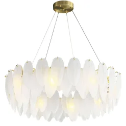 Żyrandol ozdobny PIUMA mosiądz biały 80 cm (ST-6289-8) - Step into Design