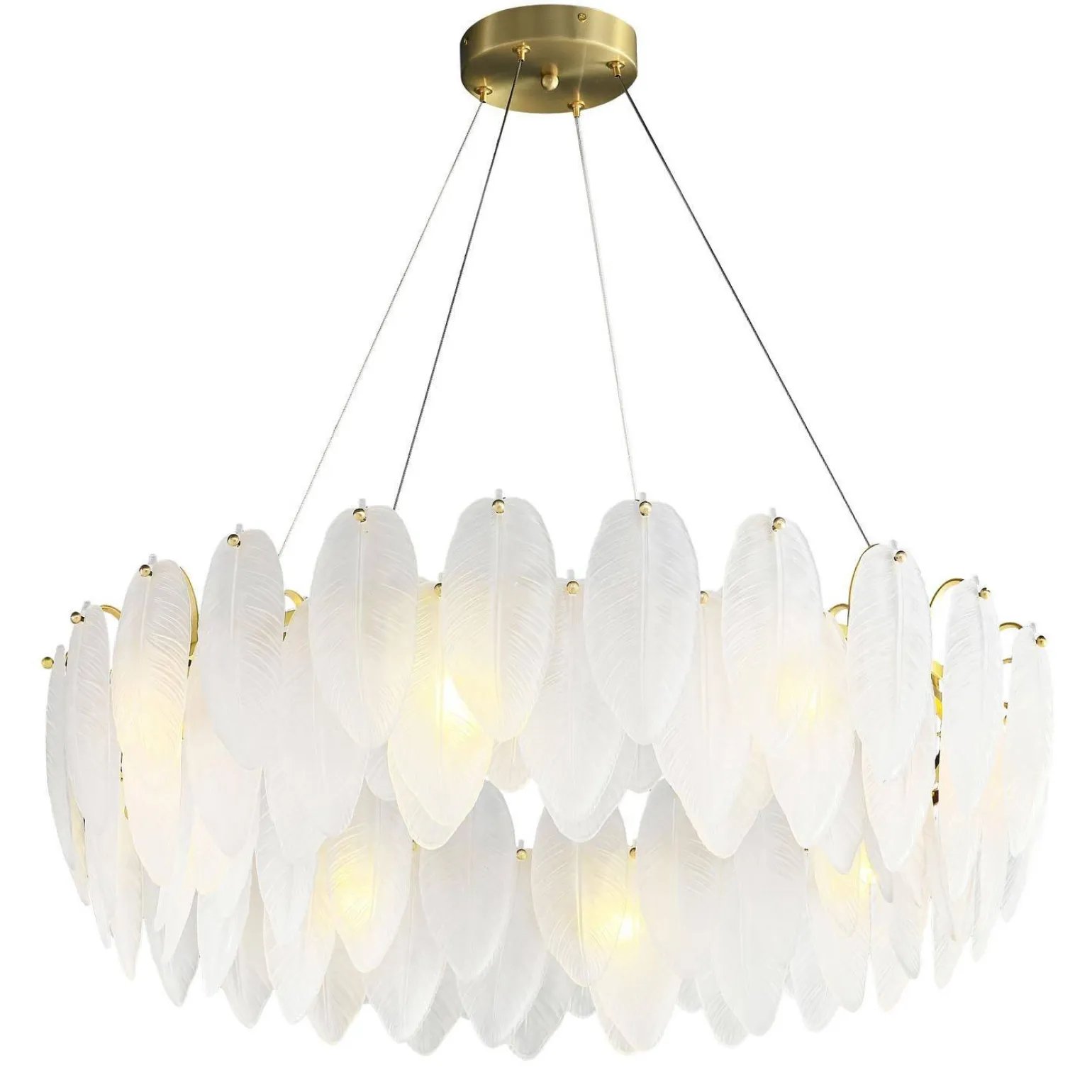 Żyrandol ozdobny PIUMA mosiądz biały 80 cm (ST-6289-8) - Step into Design