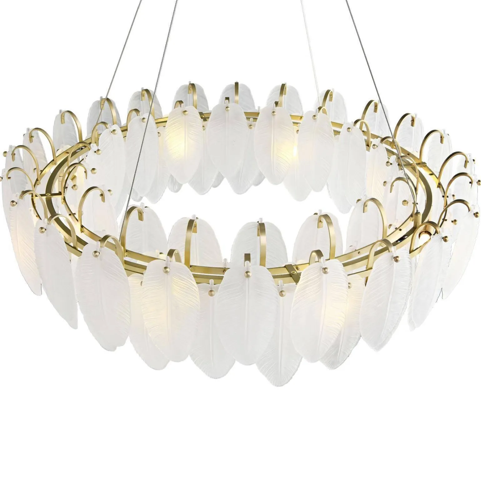 Żyrandol ozdobny PIUMA mosiądz biały 80 cm (ST-6289-8) - Step into Design