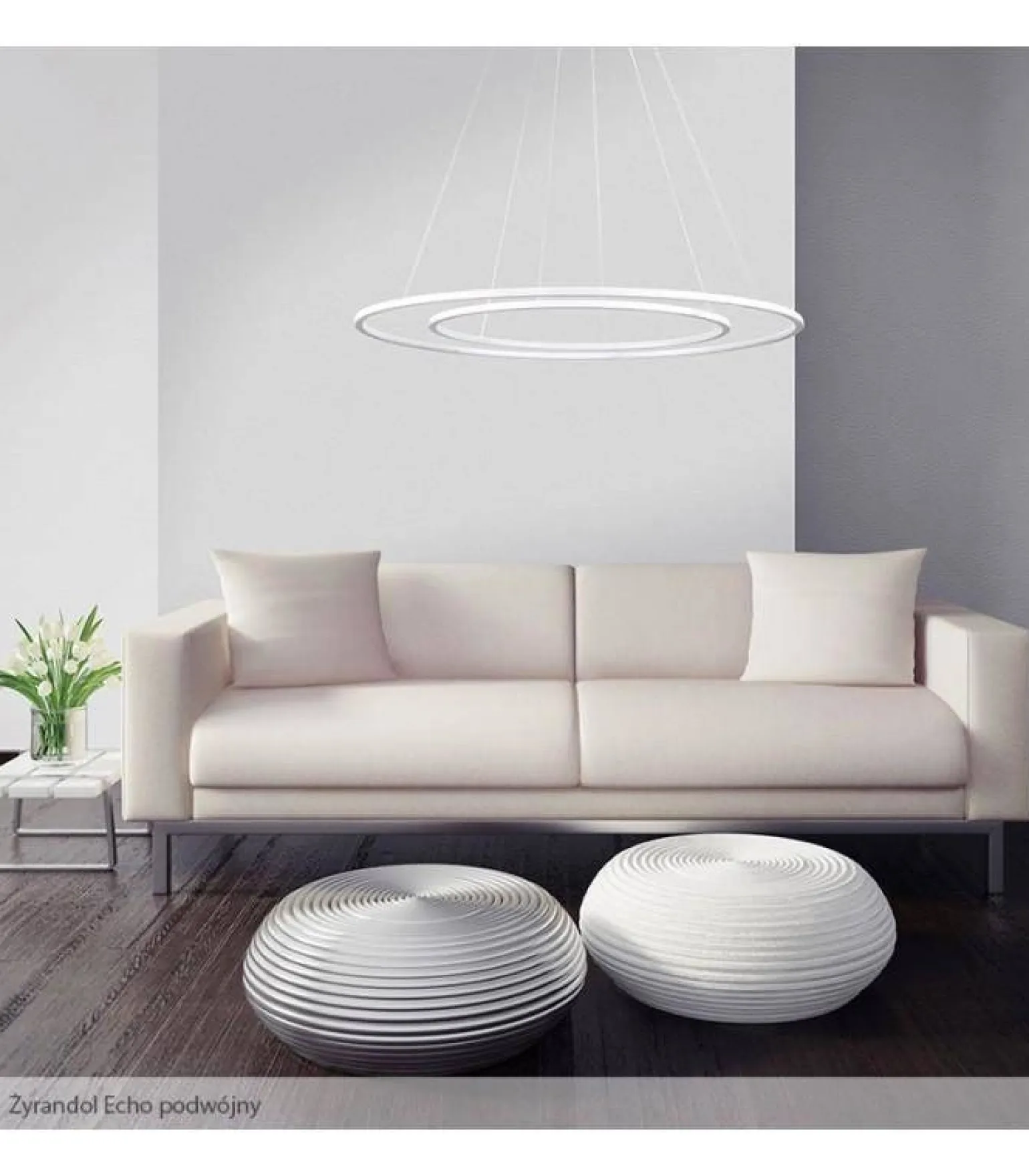 Żyrandol podwójny Echo 90 + 120 Kol. Szary 4000 - Ramko