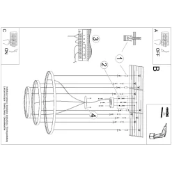 Żyrandol RIO 3 55/78/110 ochra czerwona LED 4000K (TH.404) - Thoro Lighting