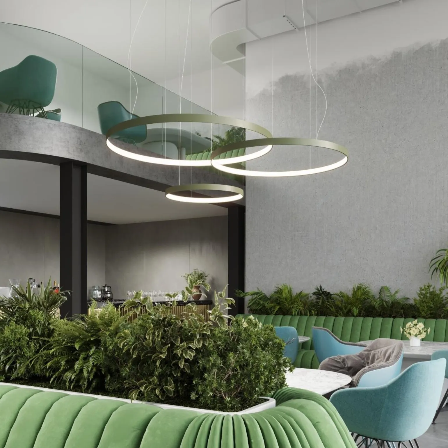 Żyrandol RIO 55 zielona oliwka LED 4000K (TH.376) - Thoro Lighting