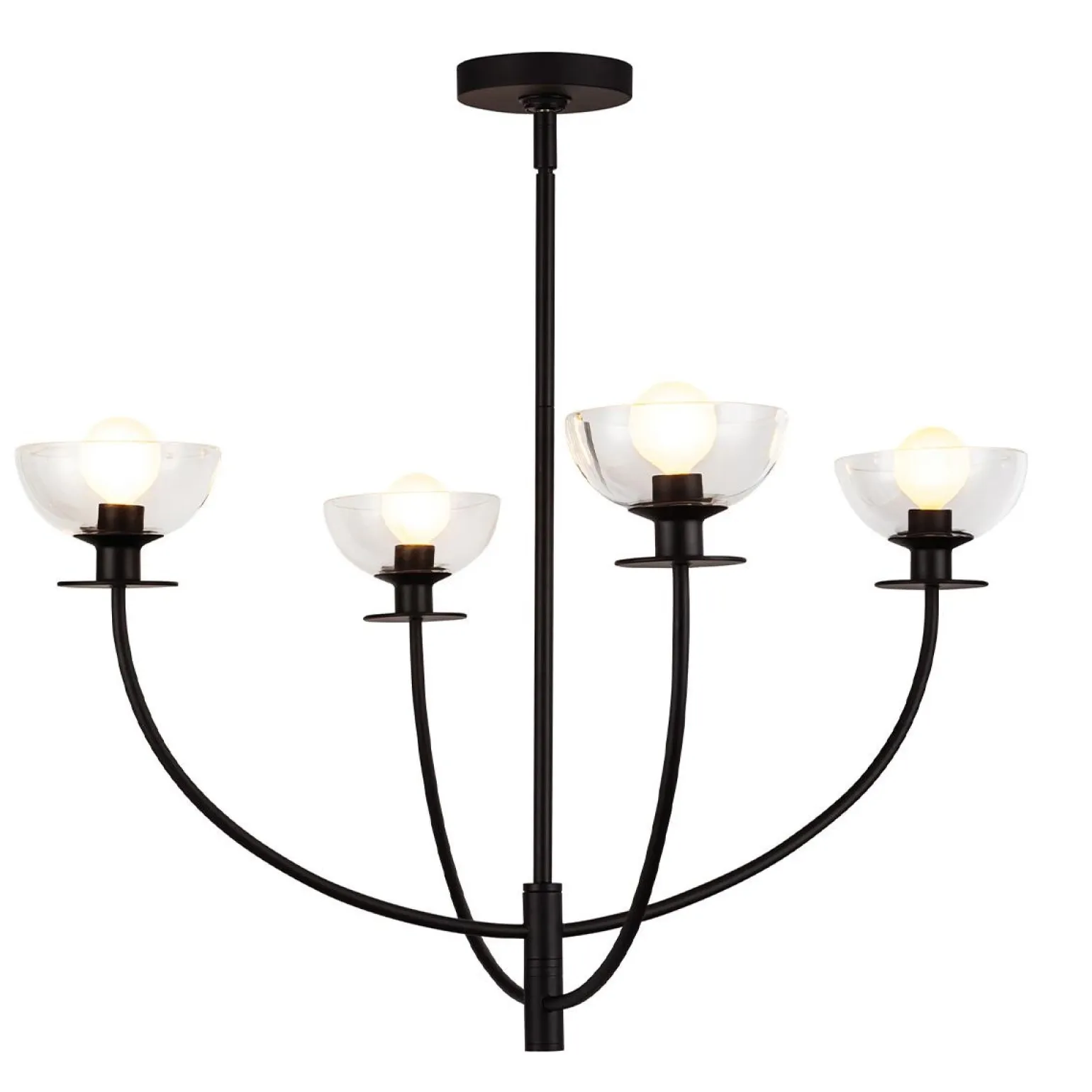 Żyrandol Sylvia - 4 źródła światła - Matowa czerń (ALM-SYLVIA4-BK-CL) - Elstead Lighting