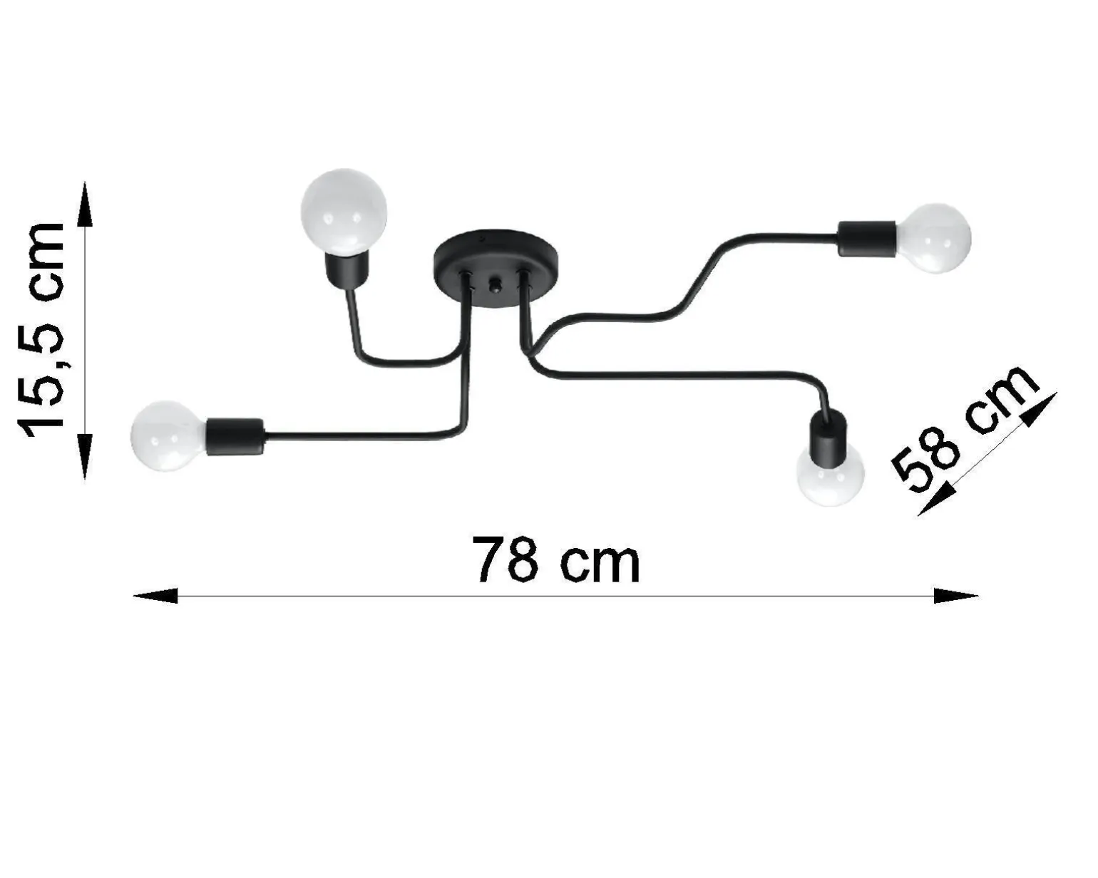 Żyrandol VECTOR 4 czarny (SL.1446) - Sollux Lighting
