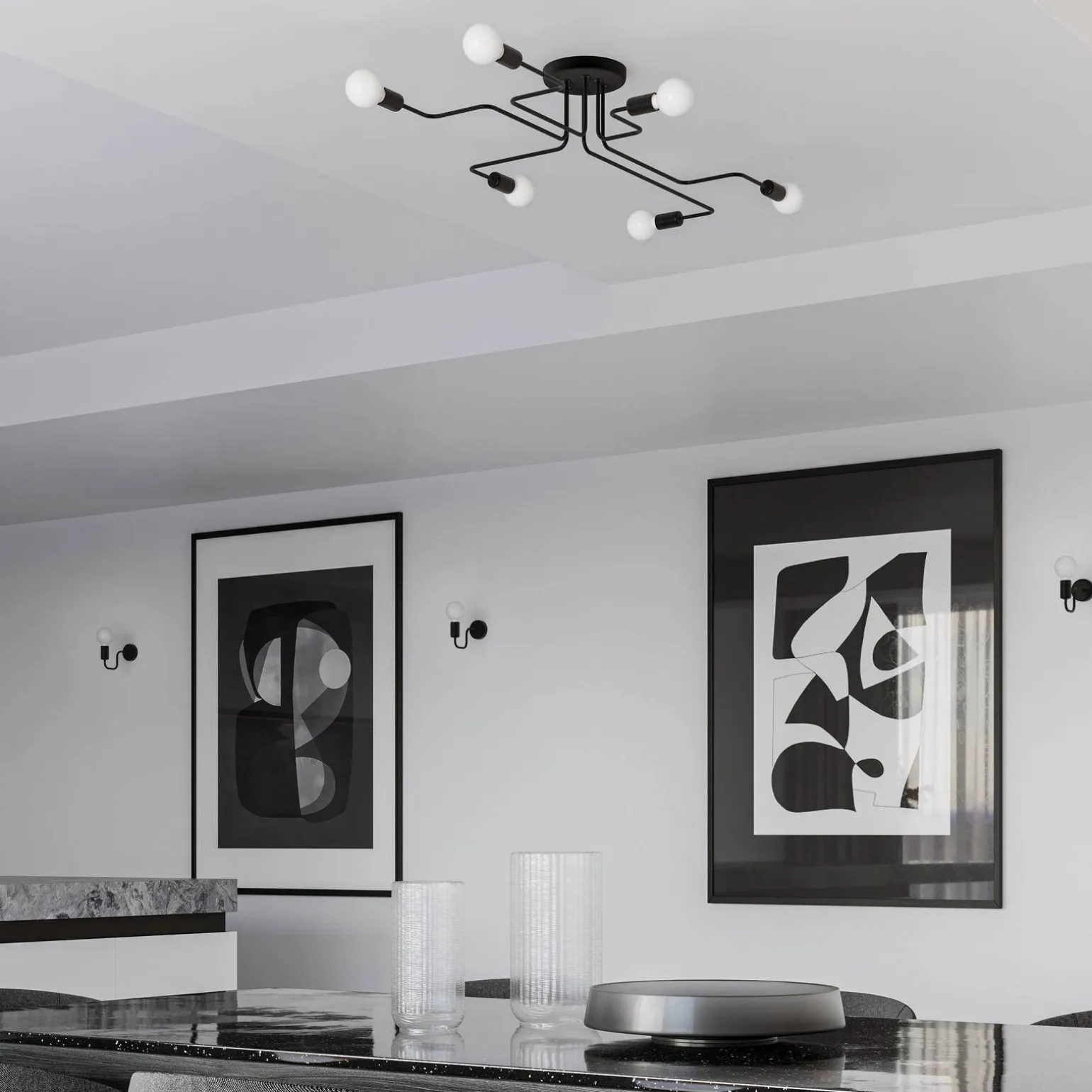 Żyrandol VECTOR 6 czarny (SL.1447) - Sollux Lighting