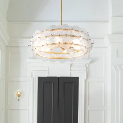 Żyrandol w stylu art Deco Rene - 6 źródeł światła - Przecierany mosiądz (QN-RENE-6P-DSB) - Quintiesse