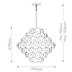 Żyrandol w stylu art Deco Rene - 16 źródeł światła - Przecierany mosiądz (QN-RENE-16P-DSB) - Quintiesse
