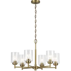 Żyrandol Winslow - 6 źródeł światła - Naturalny mosiądz (KL-WINSLOW6-NBR) - Elstead Lighting