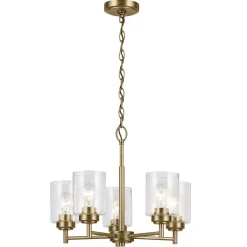 Żyrandol Winslow - 5 źródeł światła - Naturalny mosiądz (KL-WINSLOW5-NBR) - Elstead Lighting