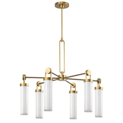 Żyrandol Wynwood - 6 źródeł światła - Vintage mosiądz (QN-WYNWOOD6-VBS) - Quintiesse