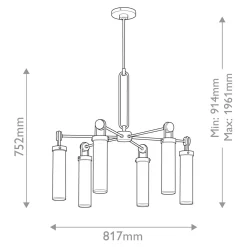 Żyrandol Wynwood - 6 źródeł światła - Vintage mosiądz (QN-WYNWOOD6-VBS) - Quintiesse