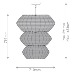 Żyrandol z rattanu Luca - 10 źródeł światła - karmelowy beż (QN-LUCA-10P-BK-CAM) - Quintiesse